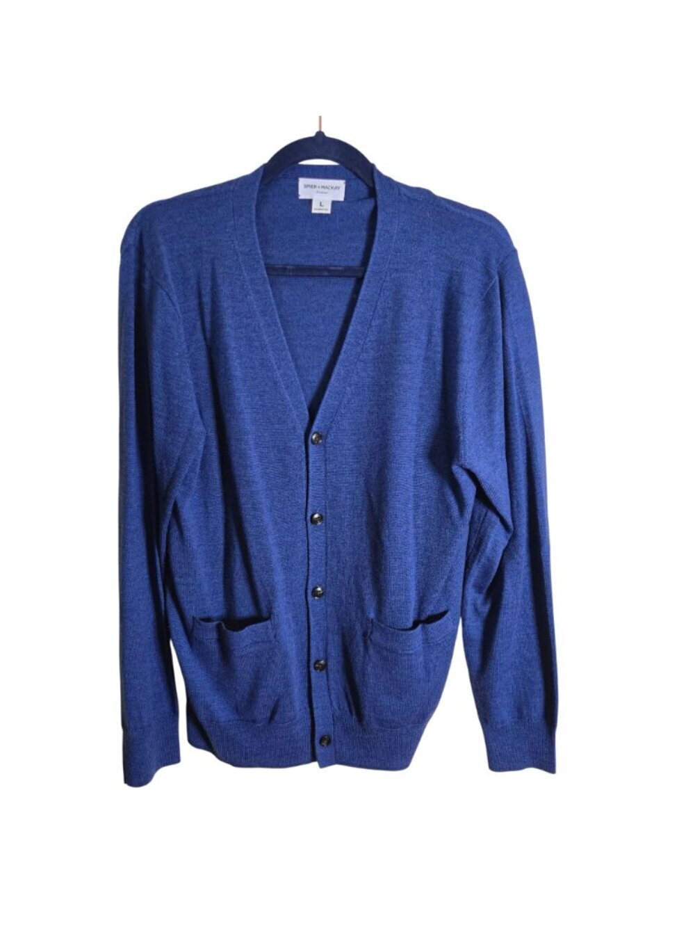 Spier & Mackay Knitwear 100% Merino Wool V Neck Pocket Cardigan Sweater Size L - Picture 2 of 7